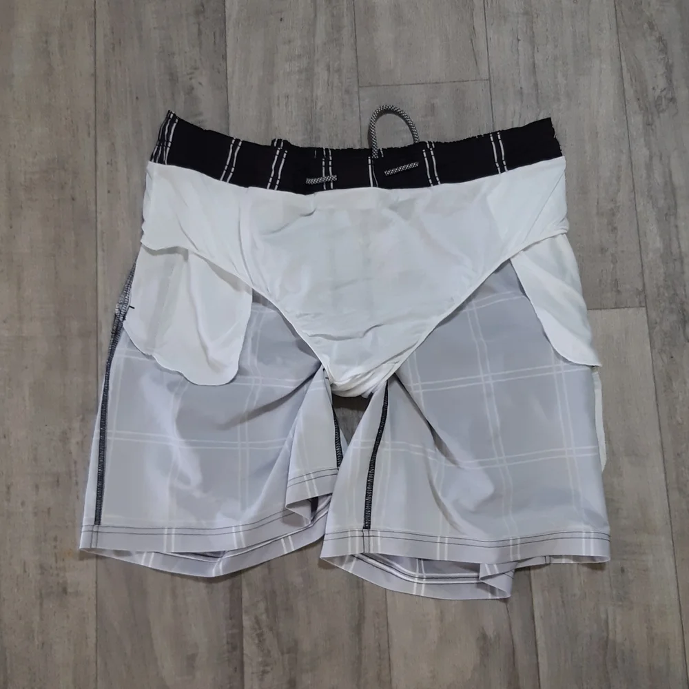 Mens Swimwear Tie waist Print black white grid 2XL 44/46 GEORGE Pool swim Shorts